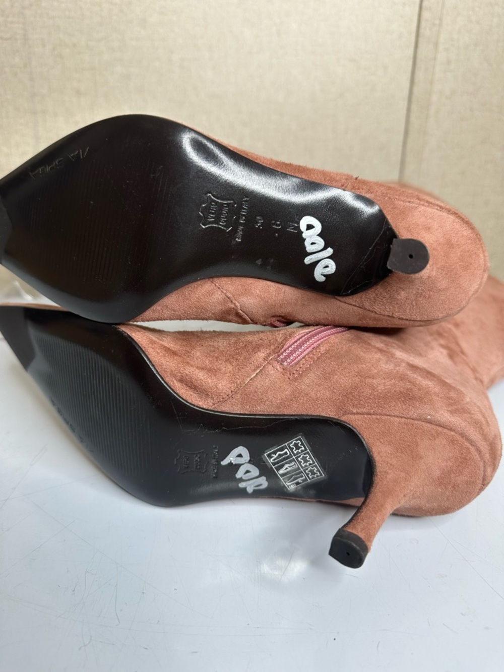 Via Spiga Dusty Rose Suede Mid-Heel Booties